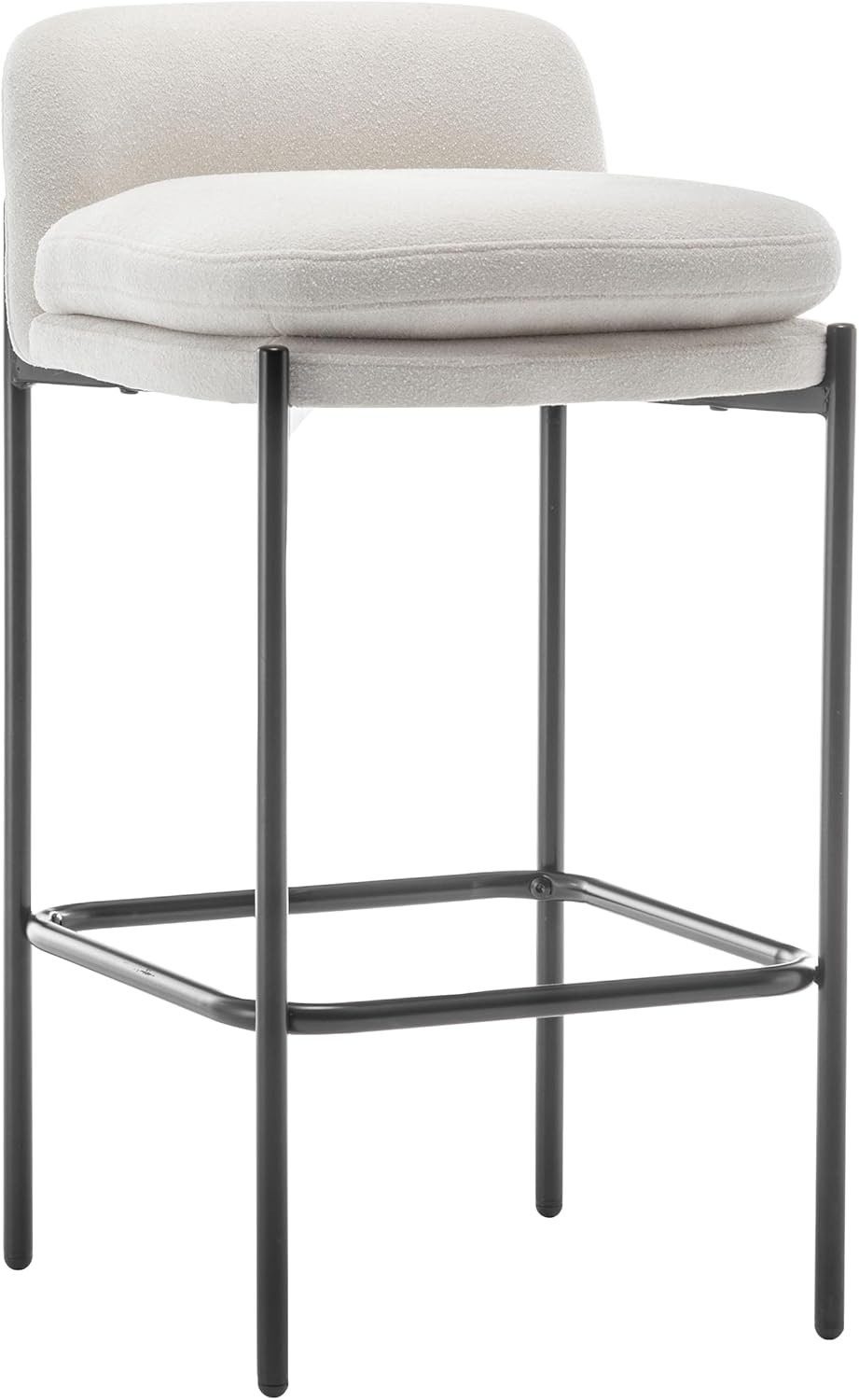Wovenbyrd Modern Mid-Back Counter Stool with Metal Base and Legs, Cream Boucle Performance Fabric | Amazon (US)