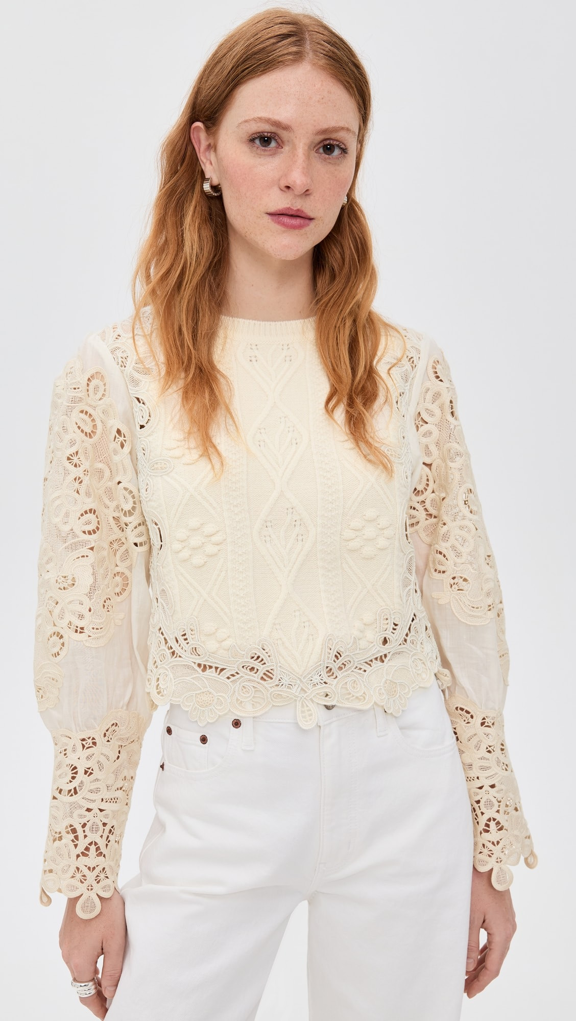 Vania Lace Combo Sleeve Sweater | Shopbop