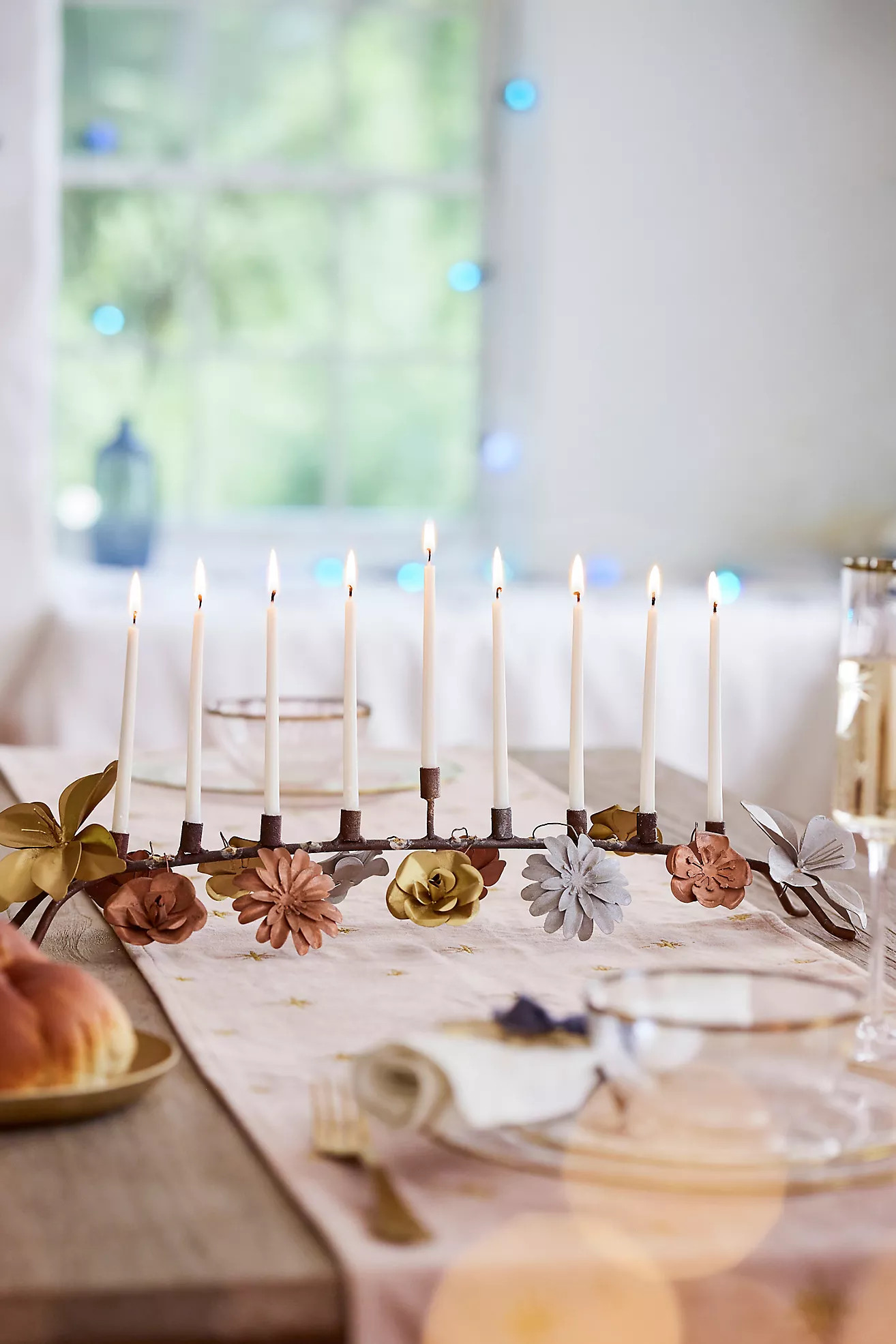 Floral Menorah, Low | Anthropologie (US)