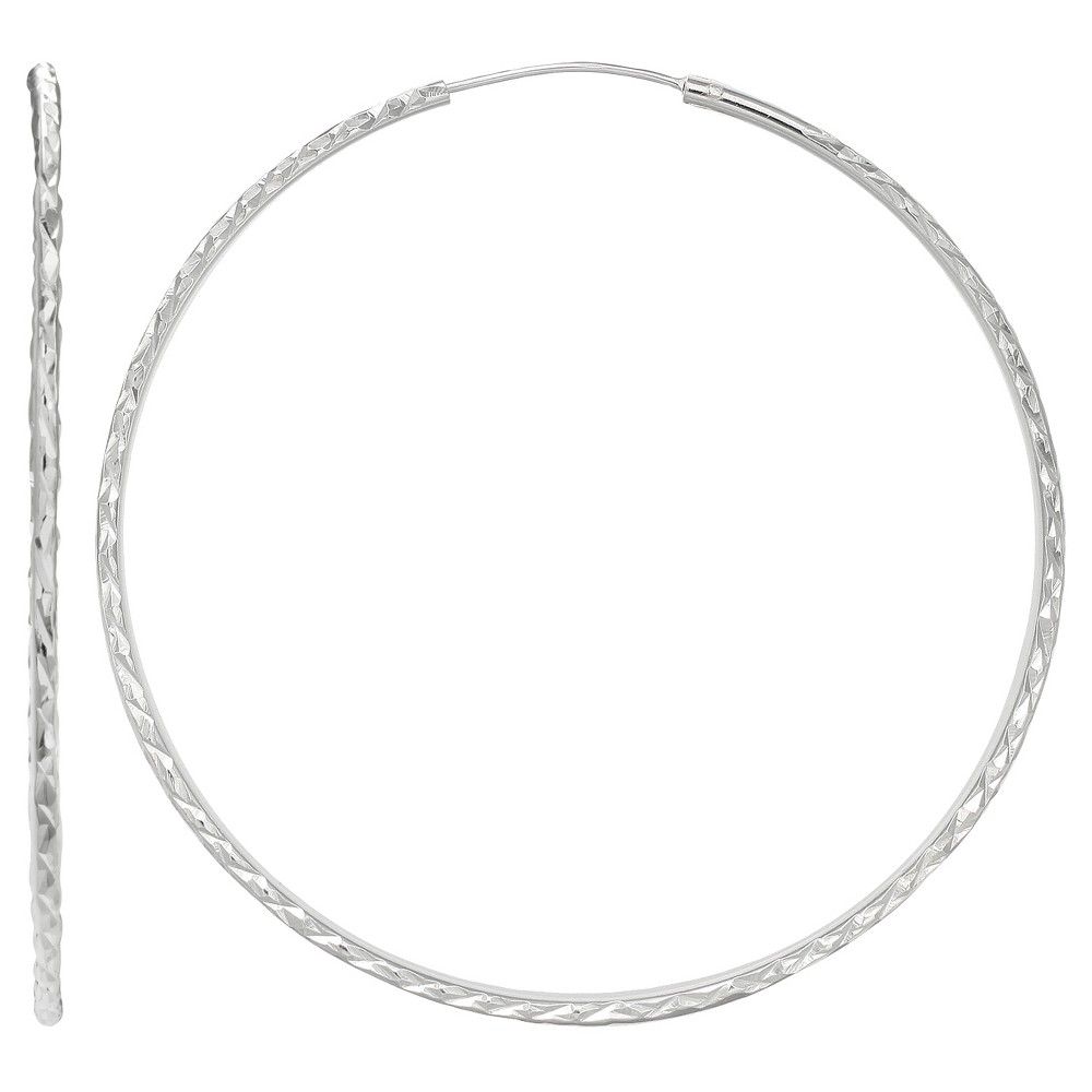 Diamond Cut Endless Hoop Earrings in Sterling Silver - Gray (30mm) | Target