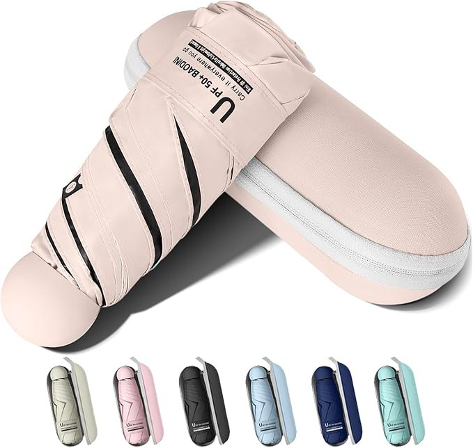 BAODINI Travel Essentials Mini Umbrella for Purse With Case Small Compact UV Sun Protection Light... | Amazon (US)