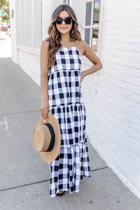 Check Mate Black Tiered Gingham Maxi Dress FINAL SALE | Pink Lily