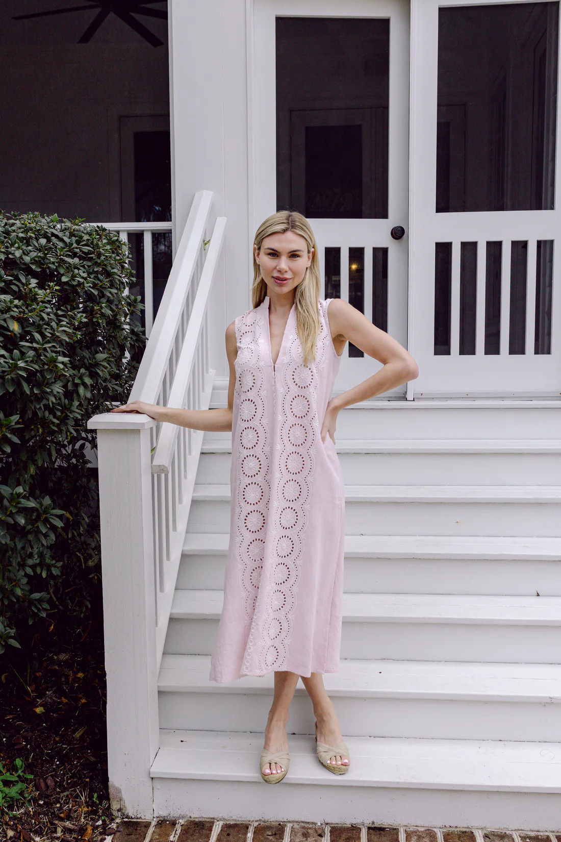 Blush Embroidered Sleeveless Midi Tunic Dress | Sail to Sable