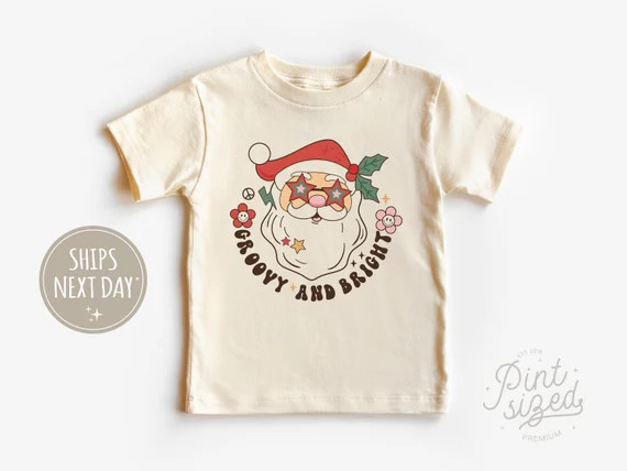 Groovy and Bright Santa Toddler Shirt  Retro Christmas Kids - Etsy | Etsy (US)