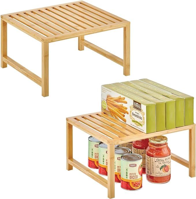mDesign Natural Bamboo Storage Shelf - Food and Kitchen Organizer for Cabinets, Pantry Shelves, C... | Amazon (US)