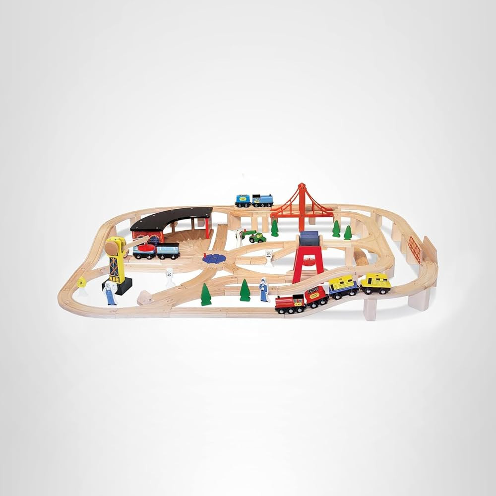 Melissa & Doug Wooden Railway Set, 130 Pieces | Amazon (US)