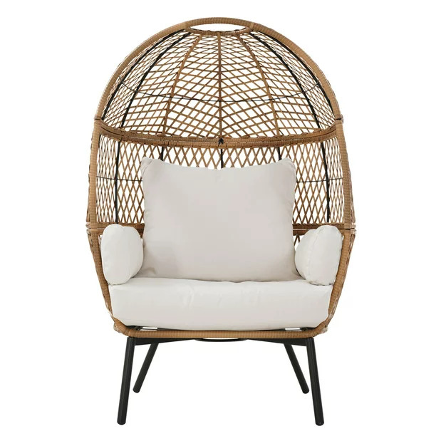 Better Homes & Gardens Ventura Boho Stationary Wicker Egg Chair | Walmart (US)