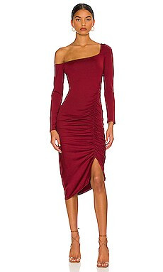 ASTR the Label Off the Shoulder Midi Dress in Wine from Revolve.com | Revolve Clothing (Global)