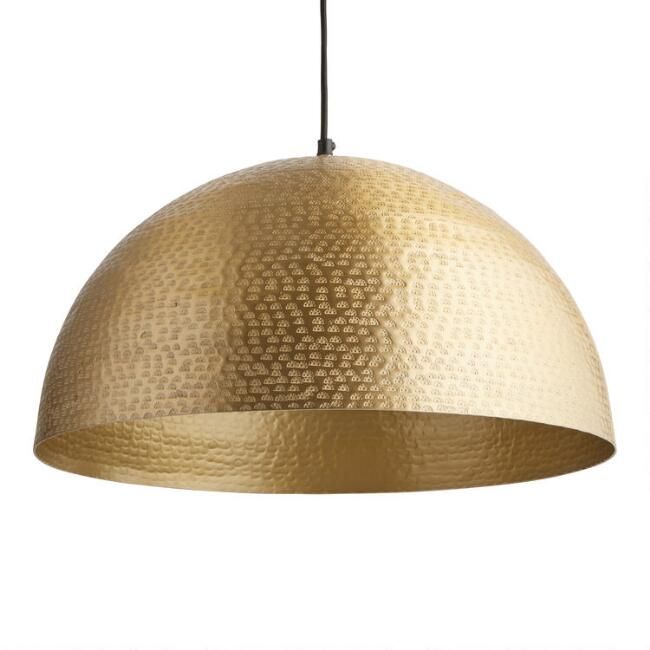 Zuri Hammered Brass Dome Pendant Lamp | World Market
