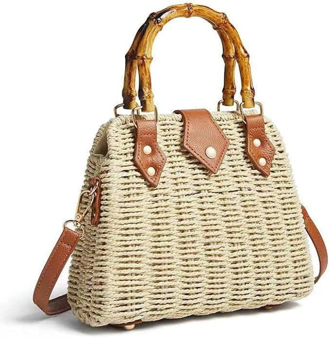 ZIDE Straw Crossbody for Women Woven Summer Beach Handmade Wicker Rattan Bamboo Joint Bag Boho Sa... | Amazon (US)