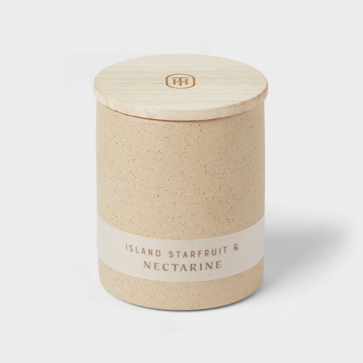 6oz Matte Textured Ceramic Wooden Wick Candle Ivory/Island Starfruit and Nectarine - Threshold™ | Target
