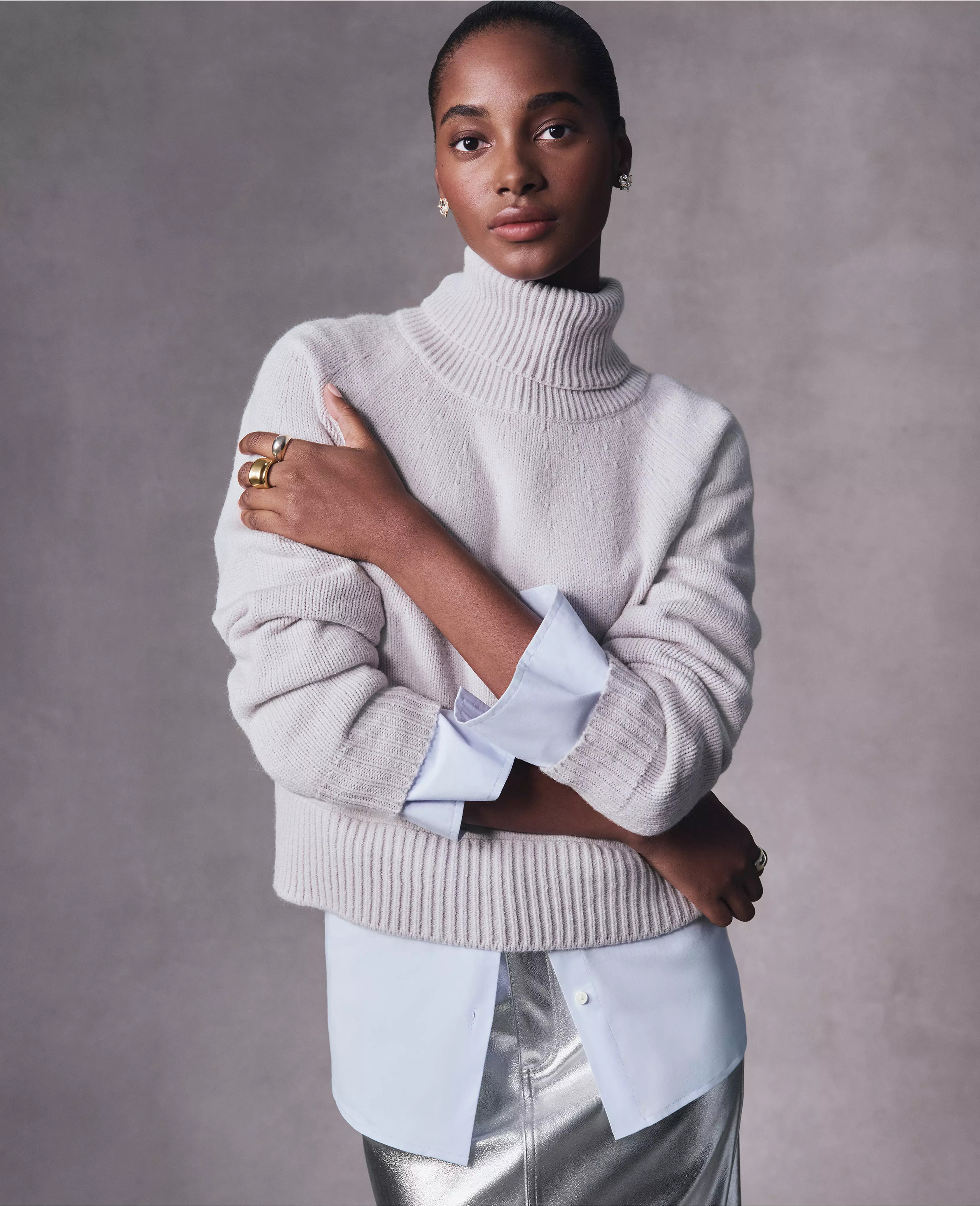 Fold Over Turtleneck Sweater | Ann Taylor