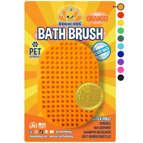 Bodhi Dog Shampoo Brush - Pet Grooming & Bath Supplies for Dogs and Cats - Bath Brush for Long & Short Hair - Premium Scrubber for Shower, Bathing & Massage (One Pack, Orange) | Amazon (US)
