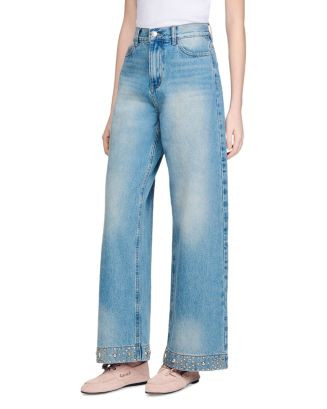 Rhinestone Straight Jeans in Blue Jean | Bloomingdale's (US)
