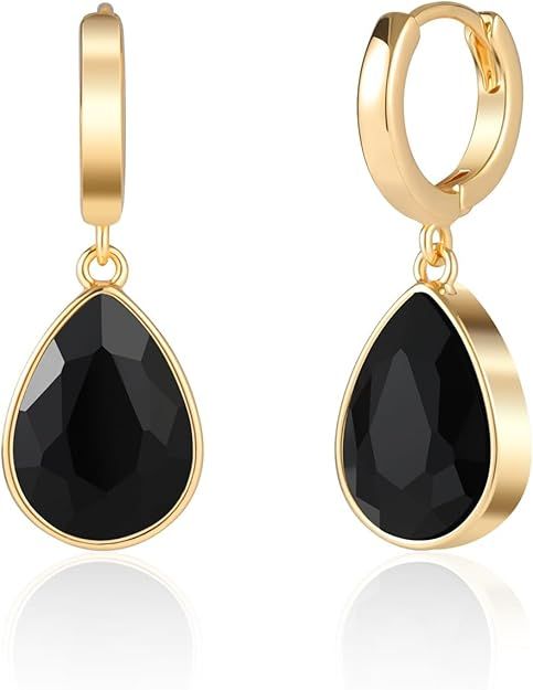 Crystals Teardrop Dangle Drop Earrings, 18K Gold Plated Hoop Earrings Zirconia Jewelry for Women ... | Amazon (US)