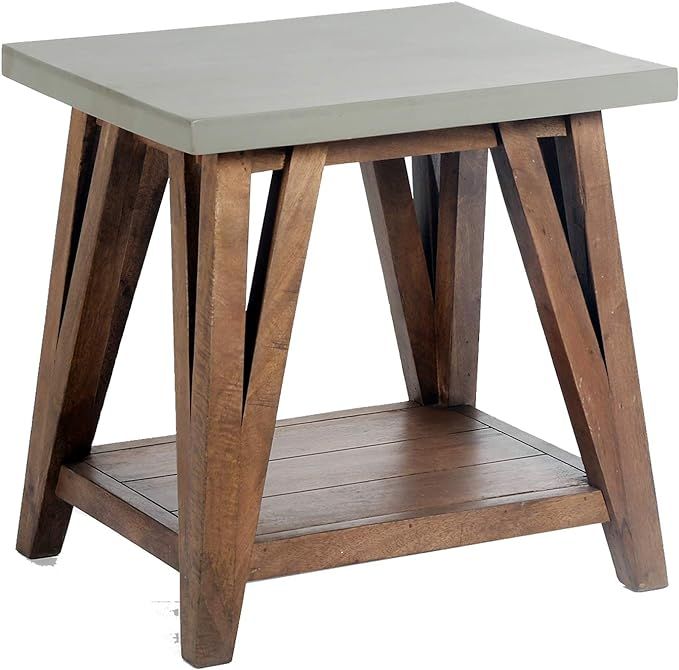 Alaterre Furniture Brookside 22" W Wood with Cement-Coating End Table | Amazon (US)