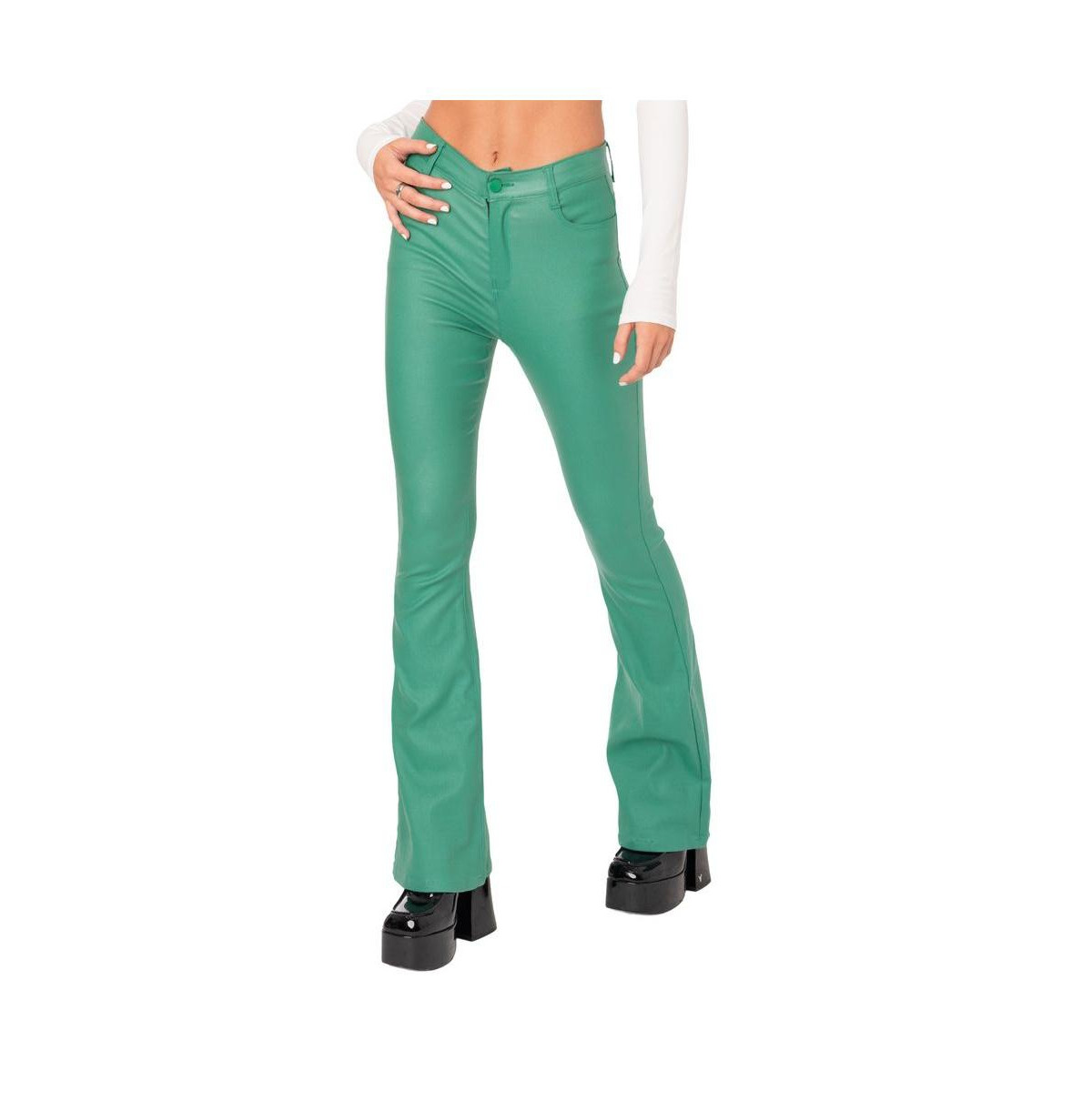 Edikted Women's Luna Flare Jeans - Green | Macy's