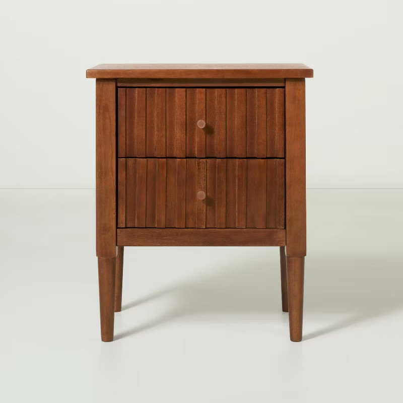 Turned Leg Wood 2-Drawer Nightstand Brown - Hearth & Hand™ with Magnolia | Target