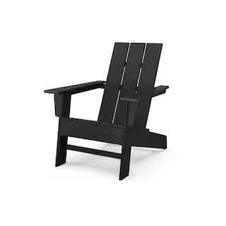 POLYWOOD Grant Park Black Modern Plastic Patio Adirondack Chair Outdoor AD220BL | The Home Depot