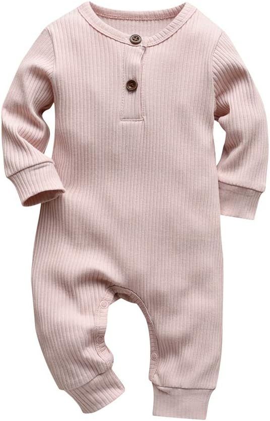 Eghunooy Baby Boy Girl Solid Color One Piece Romper Pajamas Jumpsuit Outfits Clothes | Amazon (US)