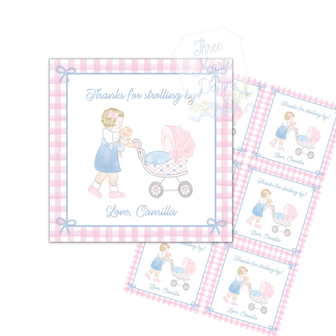 Baby Doll Birthday Favor Tags | 3x3 Inches | Baby Doll Brunch Invite | Bonnets and Bows Birthday ... | Etsy (US)