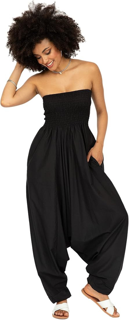 likemary Harem Jumpsuits for Women & Cotton Harem Pants - Maxi Womens Romper - Strapless Jumpsuit... | Amazon (US)