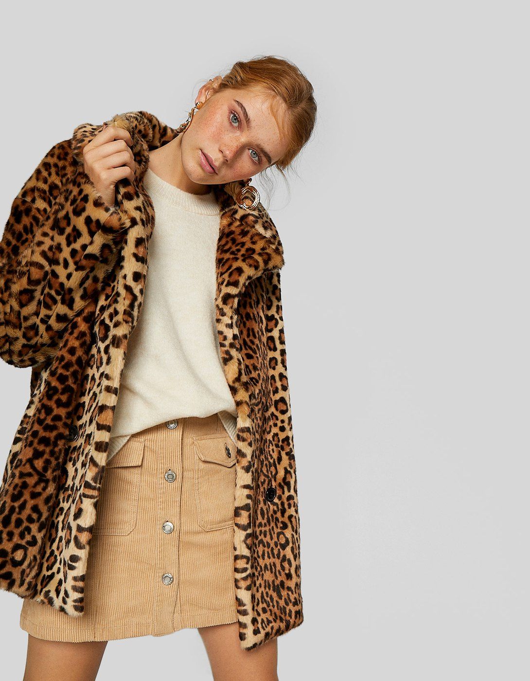 Leopard faux fur coat | Stradivarius (UK)