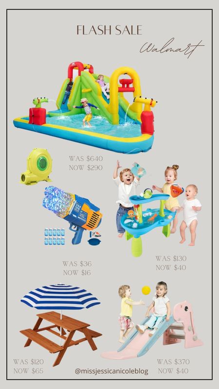 Kids summer fun finds on sale at Walmart, water slide bounce house, Water table, toddler outdoor activities bubble gum, kids picnic table with umbrella, indoor slide 

#LTKkids #LTKsalealert #LTKhome