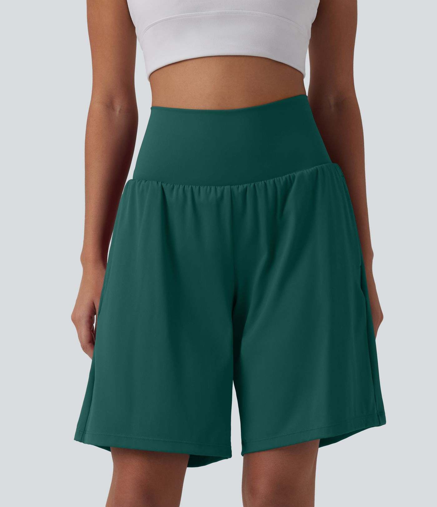Women’s SoftlyZero™ Airy Super High Waisted 2-in-1 Cool Touch Yoga Shorts 9" with Pockets - H... | HALARA