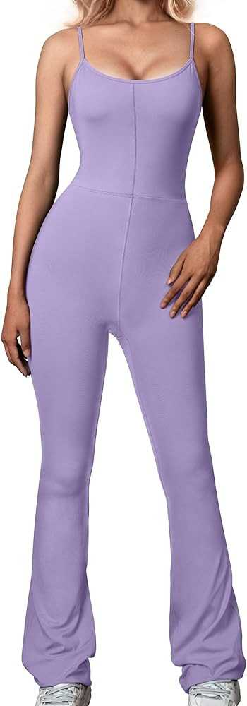 OYS Women's Casual Playsuit Sleeveless One piece Bodycon Flared Long Pant Jumpsuits | Amazon (US)