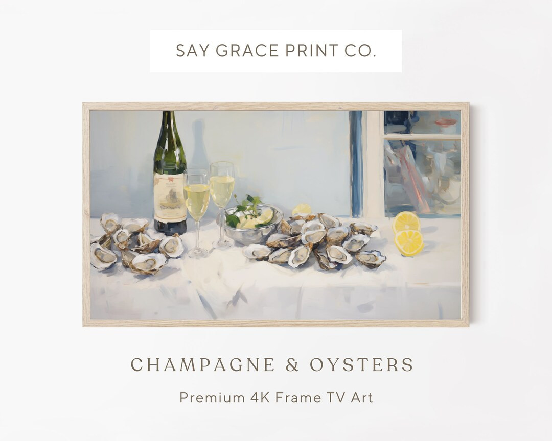 Samsung Frame Tv Art, Champagne and Oysters Art, Kitchen Art, Dining Art, Lemon Art, Summer Tv Ar... | Etsy (US)