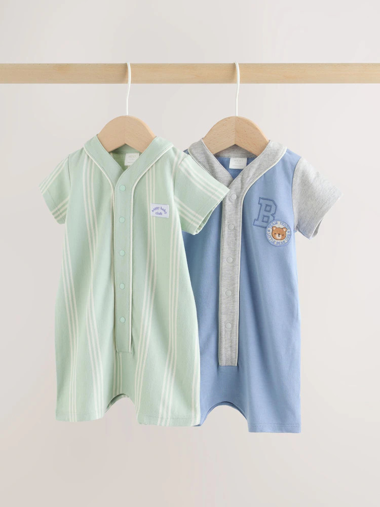 Blue Baby Jersey Rompers 2 Pack | Next US