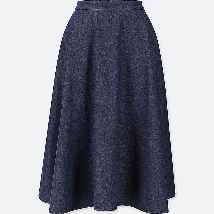 UNIQLO Women's Cotton High-waist Circular Skirt, Blue, XS | UNIQLO (US)