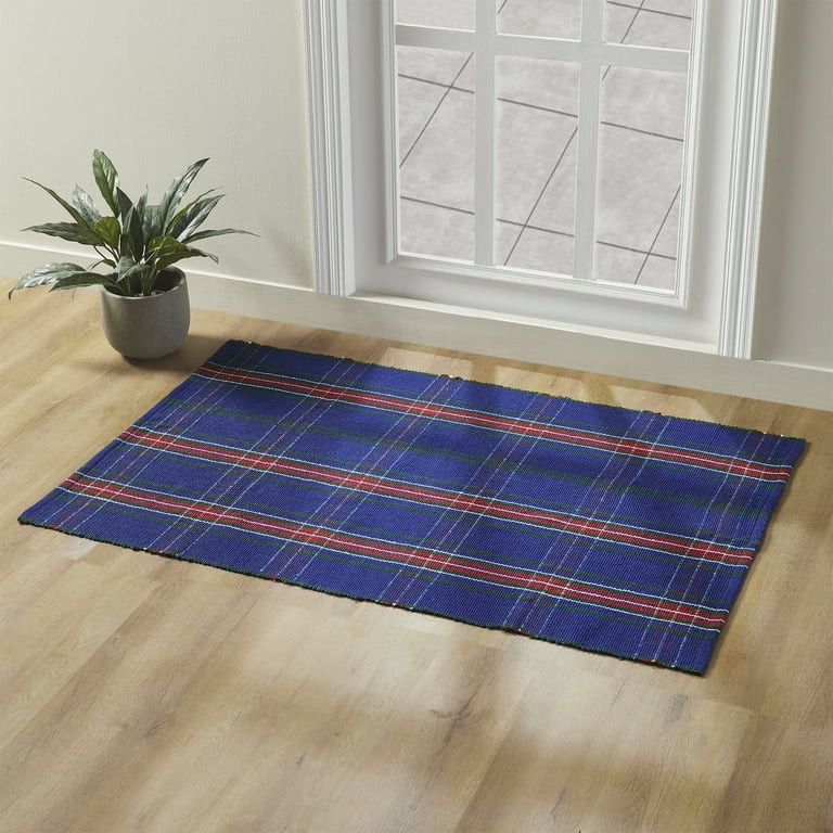 My Texas House Navy Tartan Plaid Indoor/Outdoor Layering Rug, 38" x 58" | Walmart (US)