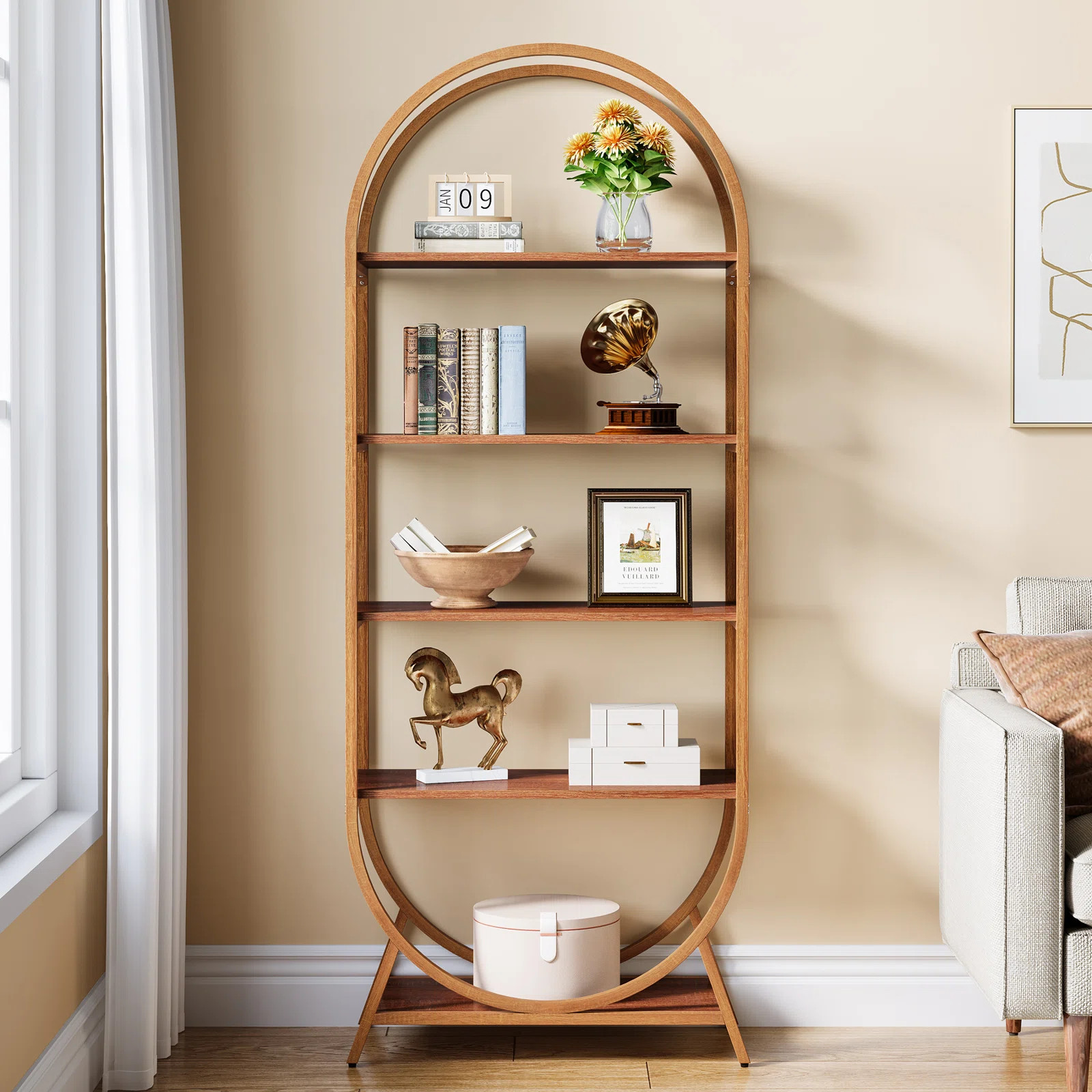 70.8" Tall Arched Bookcase, Modern 5-Tier Open Bookshelf Freestanding Display Rack | Wayfair North America