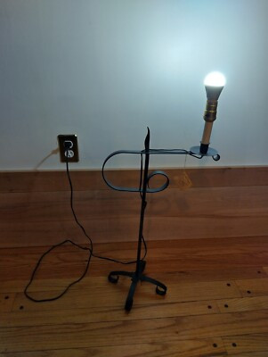 Vintage Primitive Style Black Wrought Iron Table Lamp  | eBay | eBay US