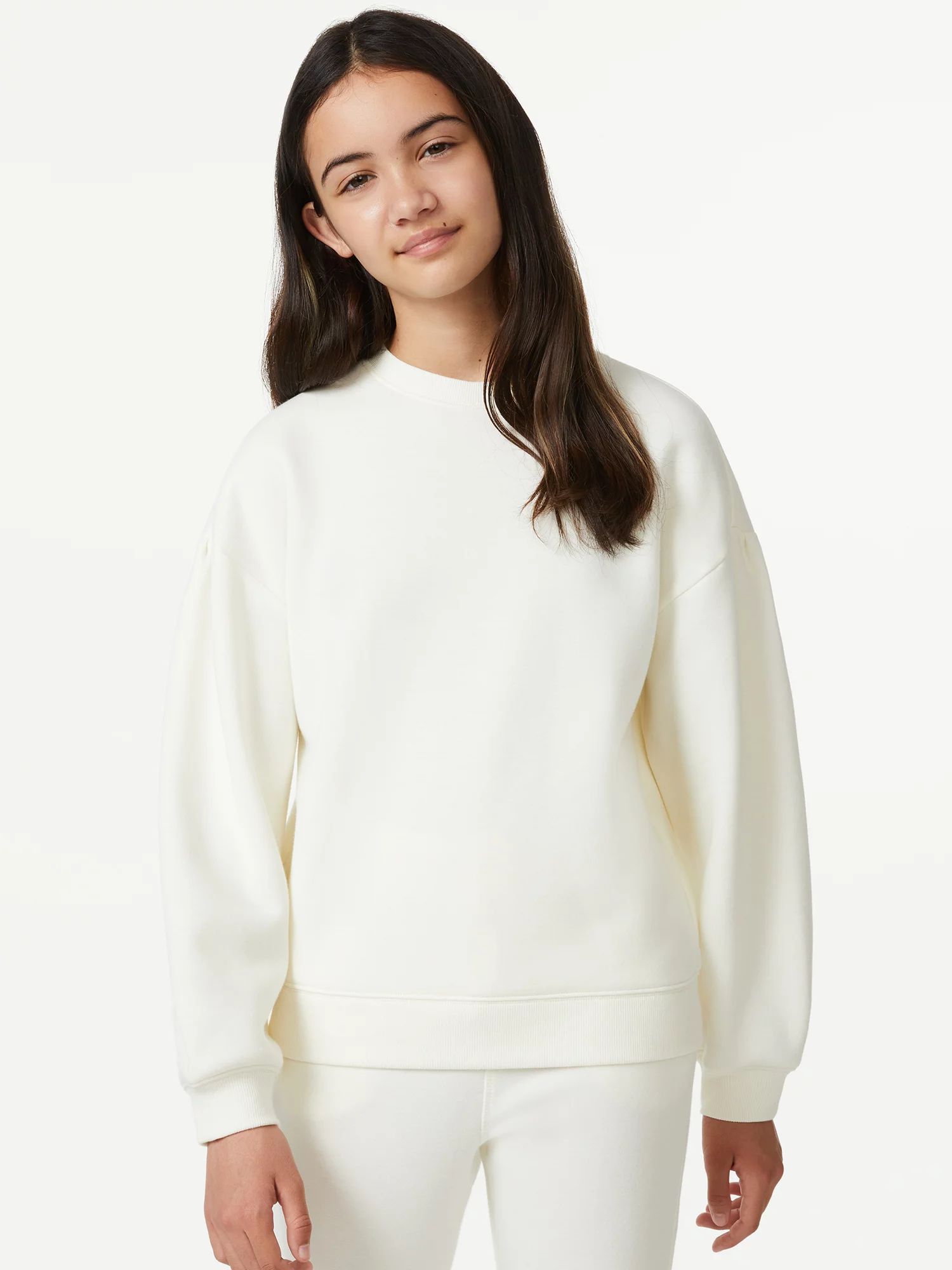 Free Assembly Girls Slouchy Crewneck Sweatshirt, Sizes 4-18 | Walmart (US)