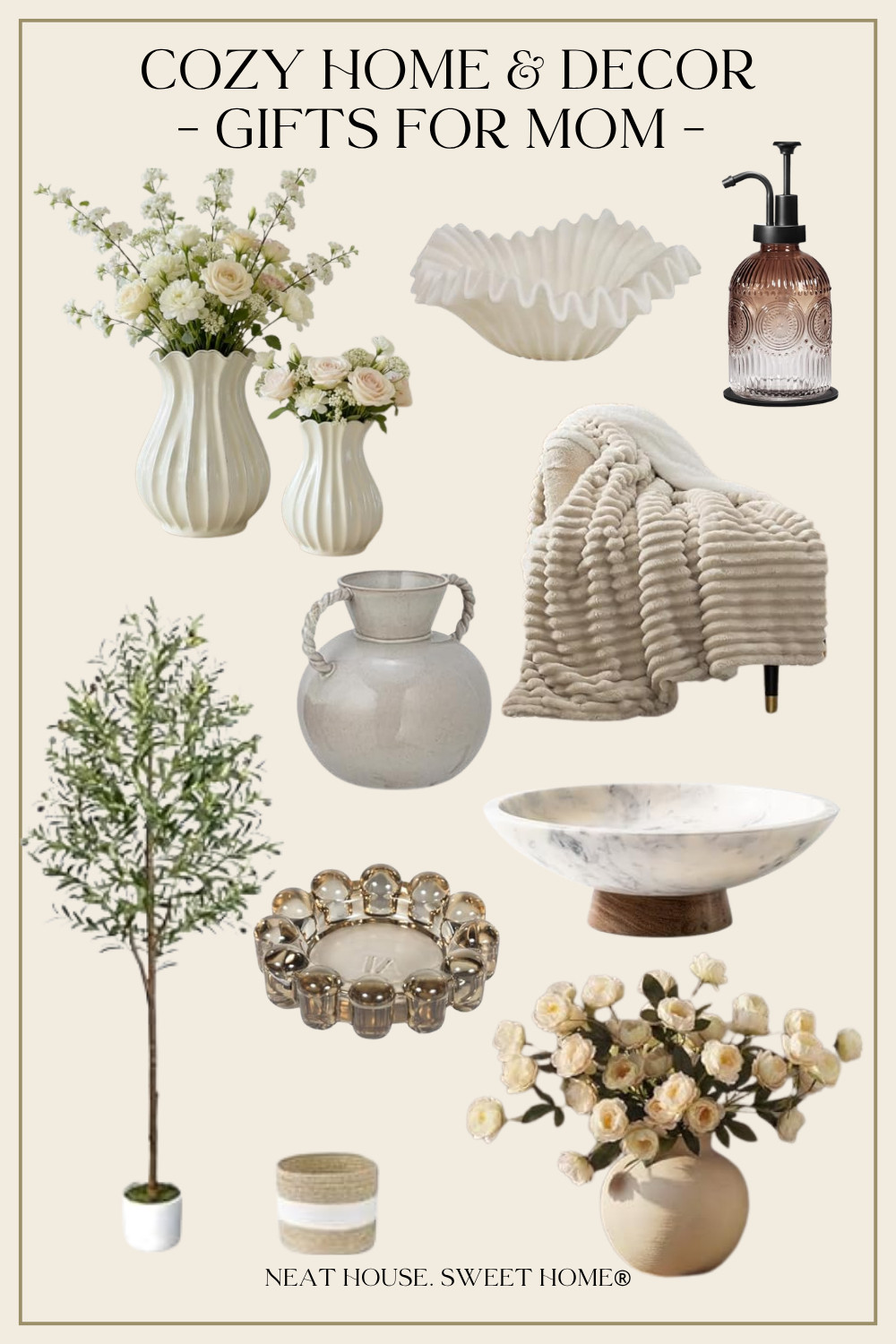 Cozy home decor in beautiful neutral tones. Perfect gift ideas for Mother's Day. 

 #LTKMothersDay #LTKHome #LTKSaleAlert