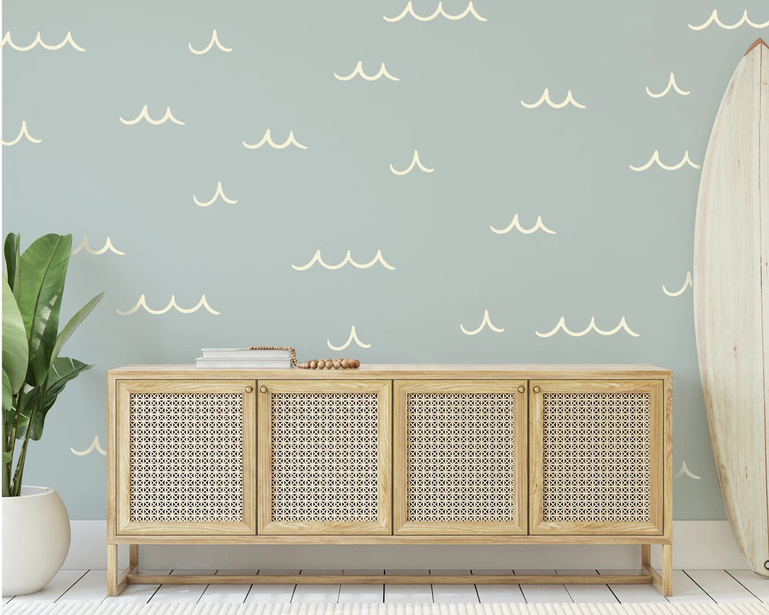 Ocean Wave Wall Decals - Removable Wall Decor, Beach Nursery Decals, Nautical Nursery Decor, Cost... | Etsy (US)