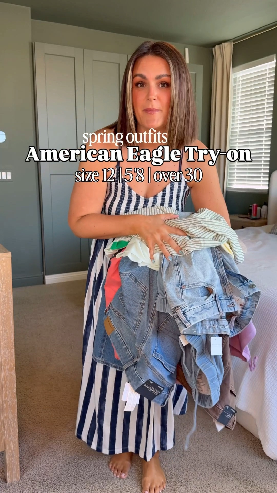 American Eagle Spring try-on
Dresses, large
Striped set, large (need XL pants)
Shirts & tanks, large
Curvy stovepipe distressed jeans, 12Long
Stovepipe brown jeans, 12Regular
Pull on jeans, large
Curvy baggy straight jeans, 12Long
Coral sweatshirt, large (need a medium)

Size 12, midsize, spring outfits, closet staples @American Eagle Outfitters @Aerie 

#LTKMidsize #LTKxAerie #LTKSaleAlert
