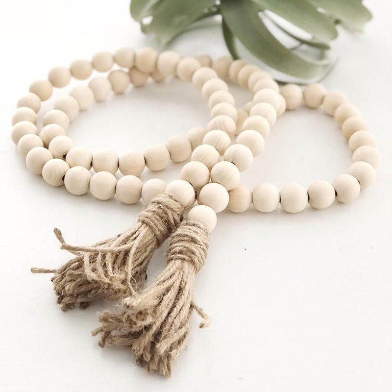 Wooden Beads with Tassels Wood String Beads Decorative Beads Rustic Home Decor - Walmart.com | Walmart (US)