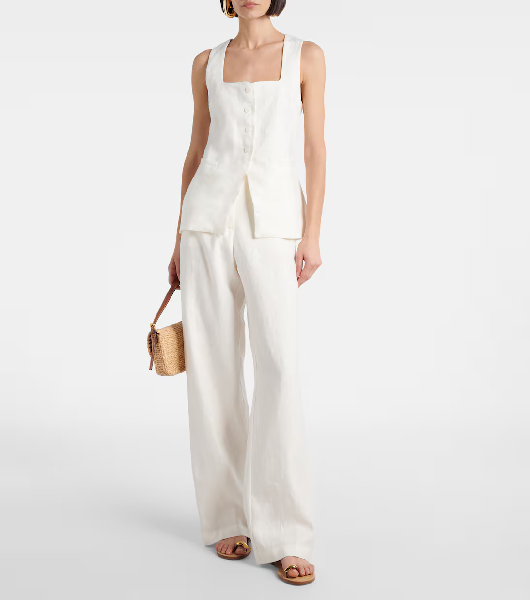High-rise linen wide-leg pants | Mytheresa (US/CA)