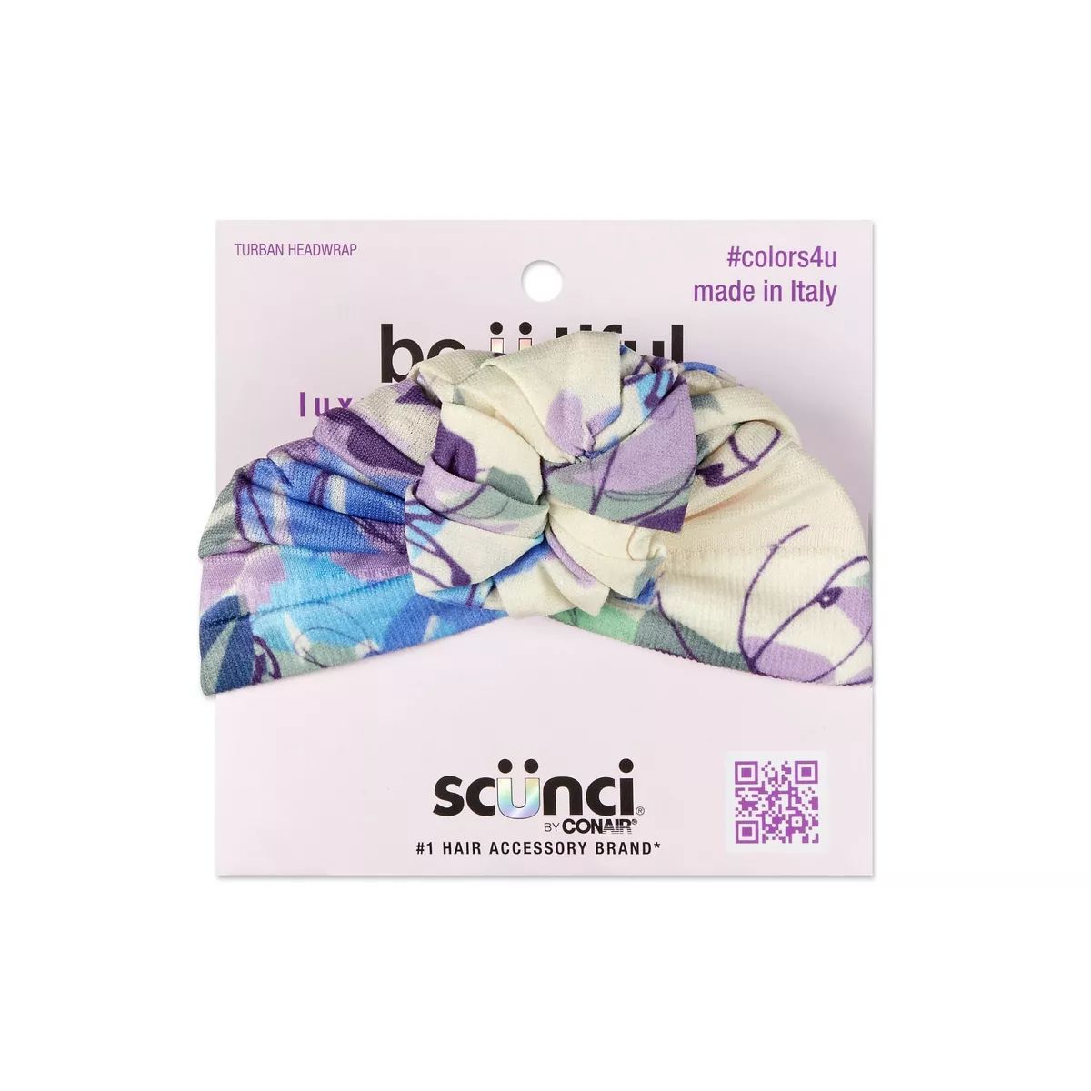 scünci be-ü-tiful Knit Floral Turban Headwrap With Knot - Blue/Purple/Cream | Target
