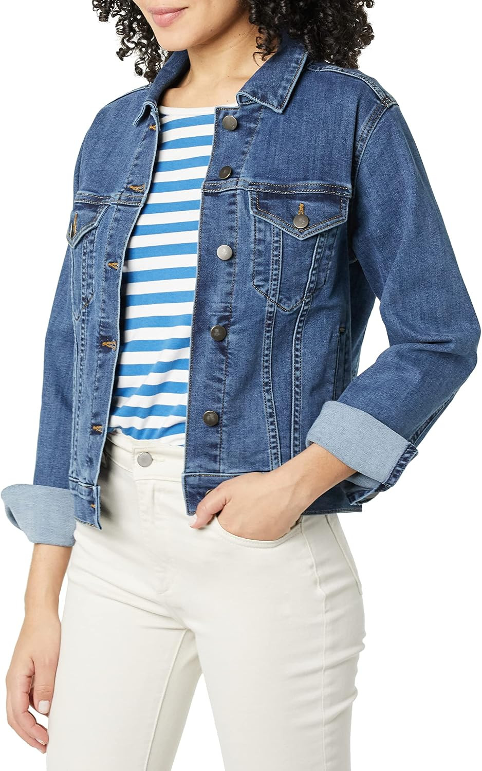 Amazon Essentials Women's Regular-Fit Denim Jean Jacket (Available in Plus Size) | Amazon (US)