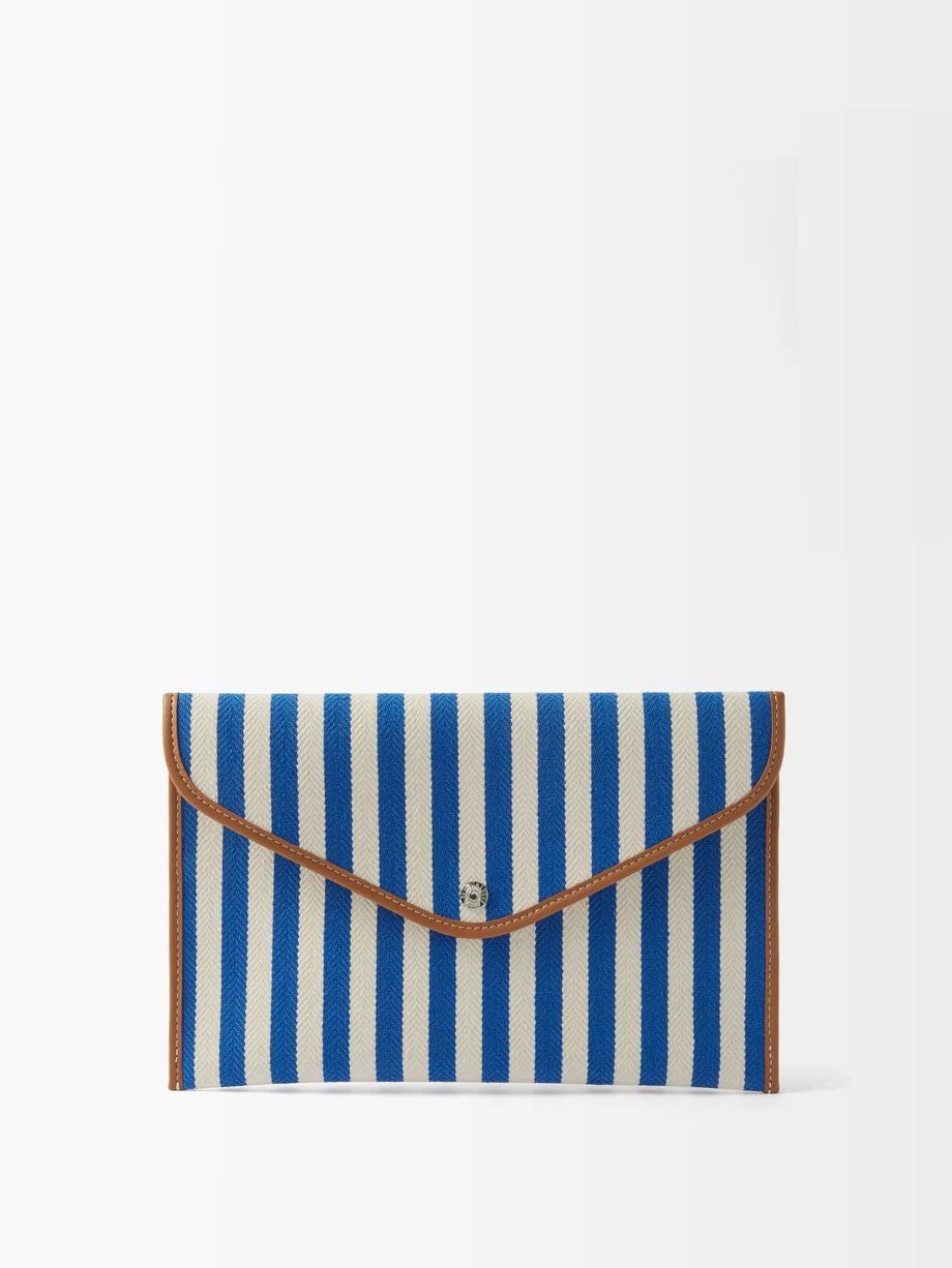 Envelope striped cotton-blend canvas pouch | Rue De Verneuil | Matches (US)