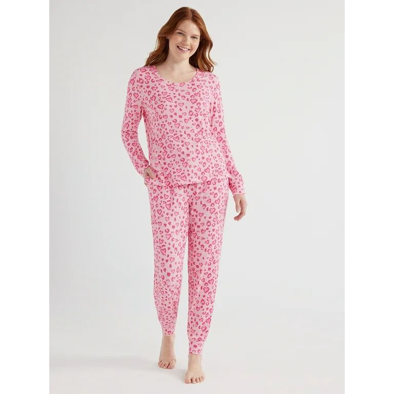 Joyspun Women’s Ribbed Top and Pants Pajama Set, Sizes S-3X | Walmart (US)