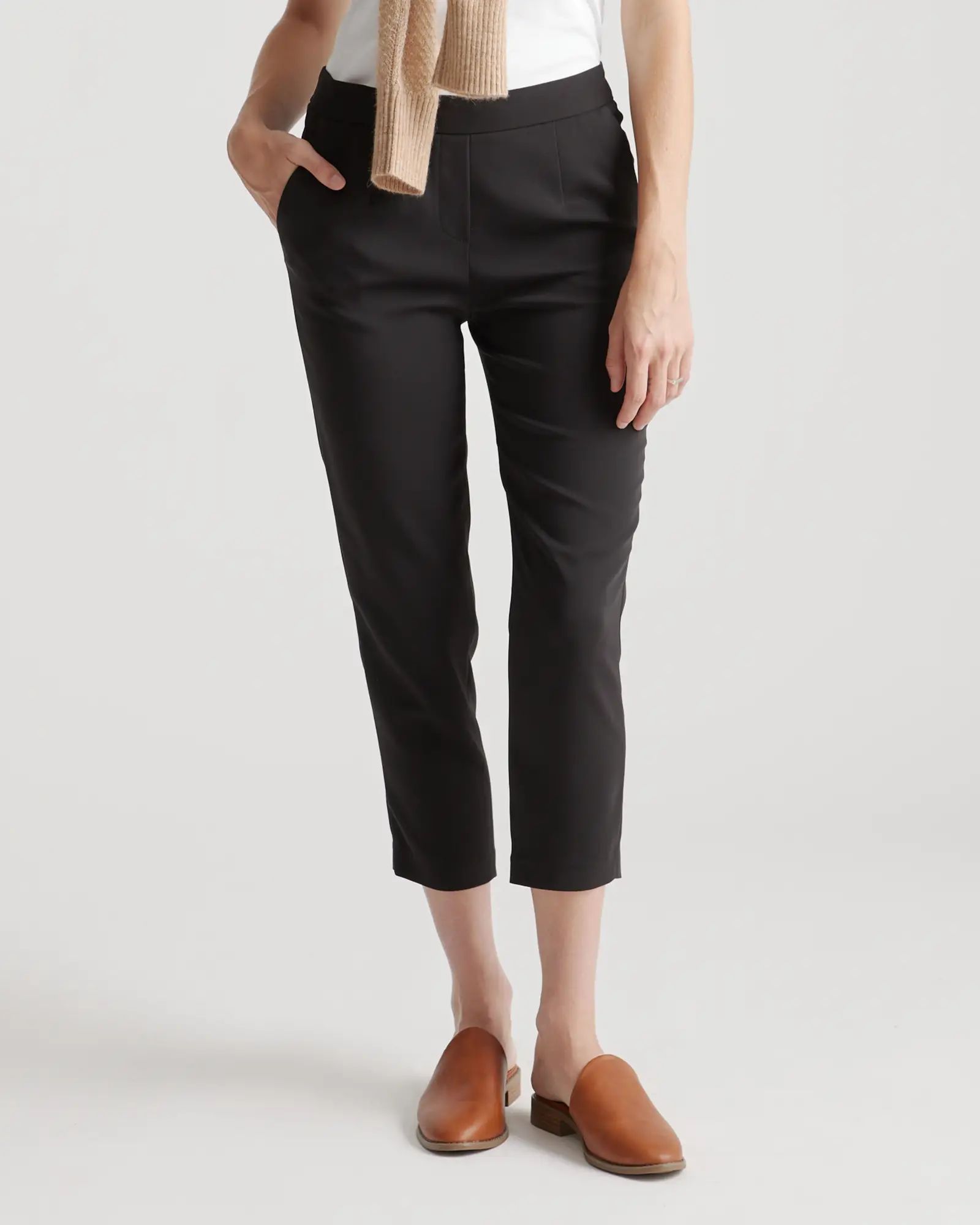 Stretch Crepe Pleated Ankle Pant | Quince