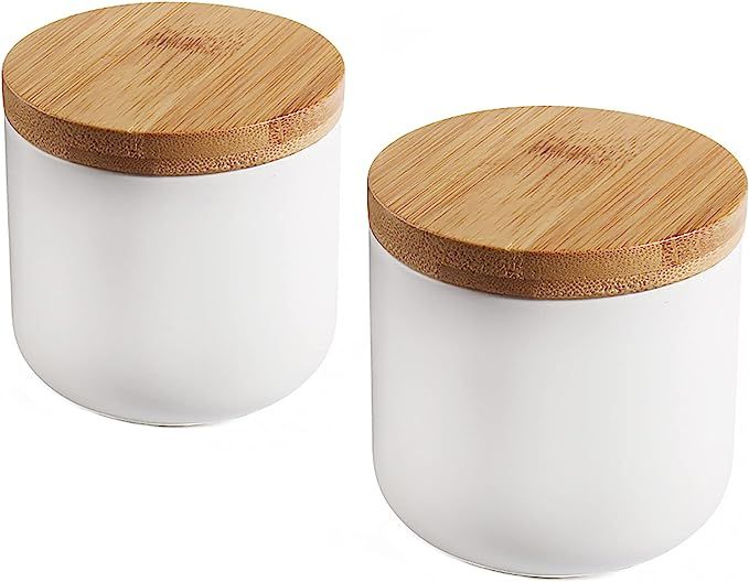 77L Food Storage Jar, (Set of 2) Ceramic Food Storage Jar with Storage Bag and Wooden Lid, 6.08 F... | Amazon (US)