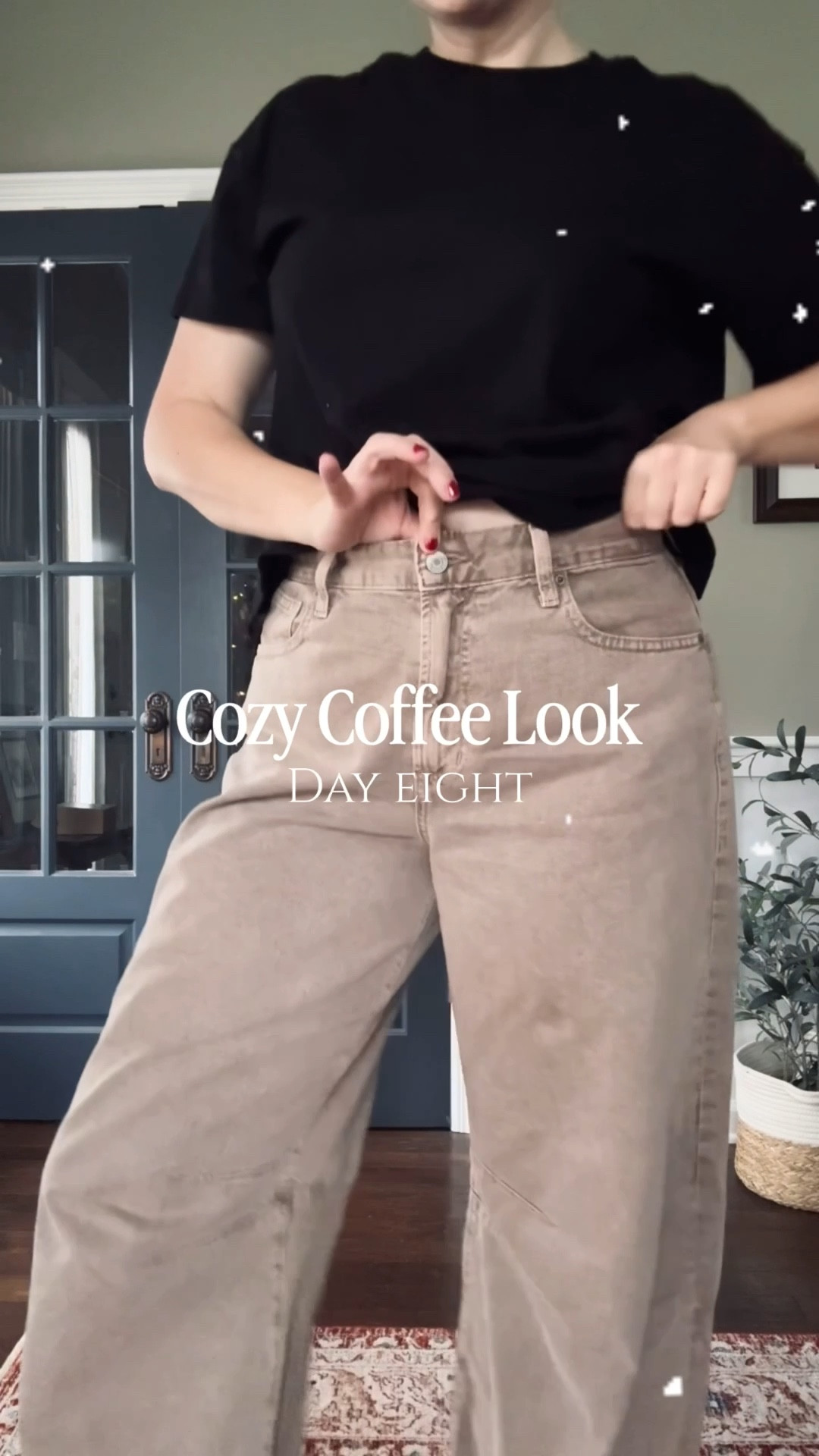 Cozy Coffee Look - Day Eight 
Black Tee- Old Navy - 100% cotton - tts 
Sweater - Quince - tts 
Jeans - gap factory - tts 
Socks - Le Bon Shoppe 
Sneakers - Adidas 
Makeup- merit 

#LTKSeasonal #LTKOver40 #LTKFindsUnder50