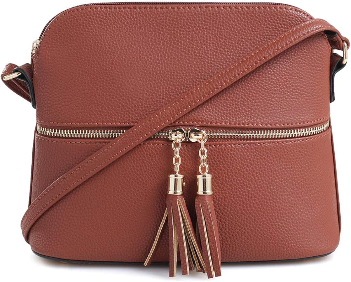 SG SUGU Lunar Lightweight Medium Dome Crossbody Bag Shoulder Bag with Tassel | Zipper Pocket | Ad... | Amazon (US)
